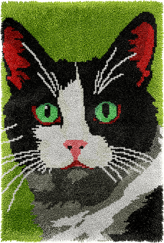 Latch Hook Rug Making Kit - Green Eyed Cat Design - 102x69cm