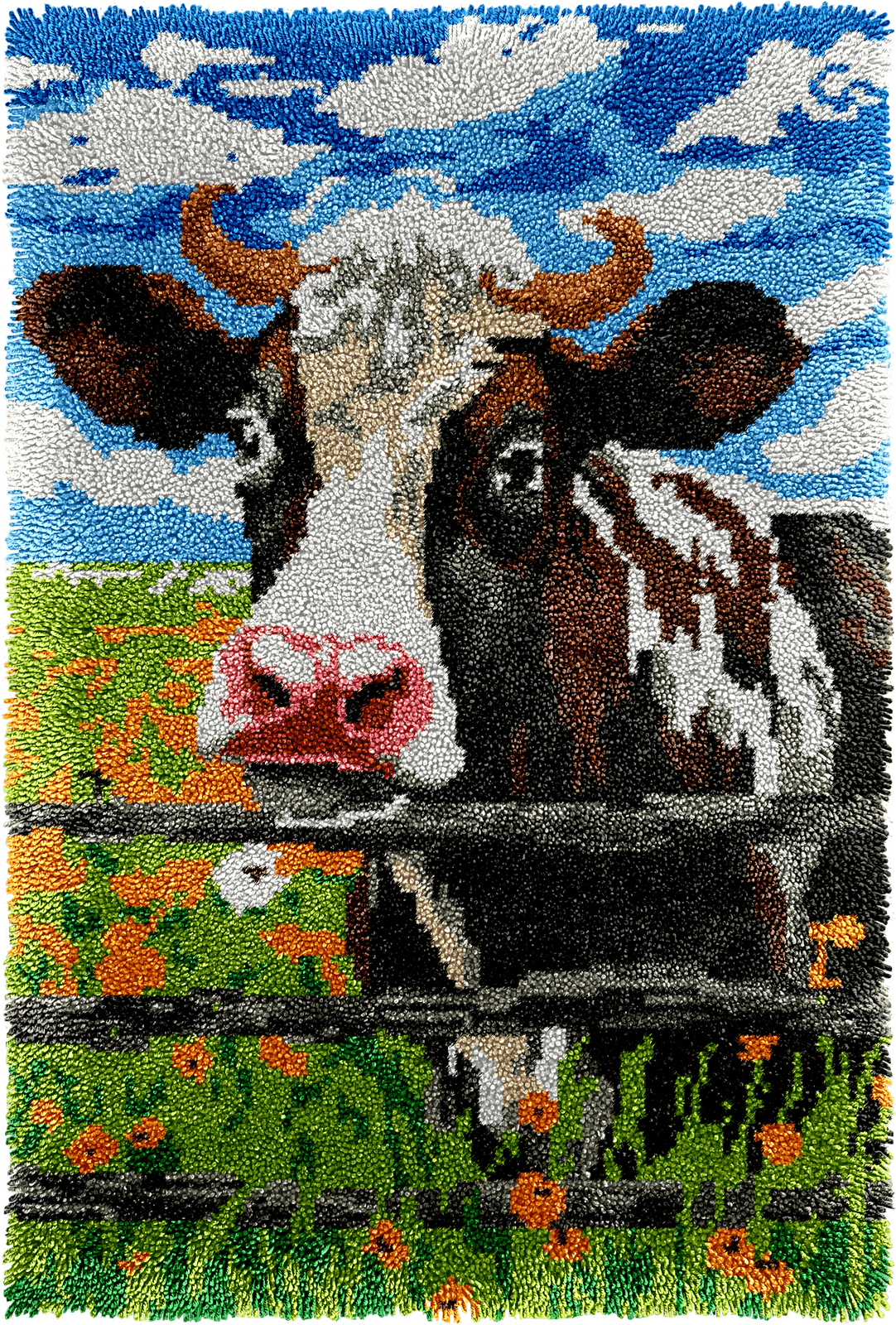 Latch Hook Rug Making Kit - How Now Brown Cow Design - 102x69cm