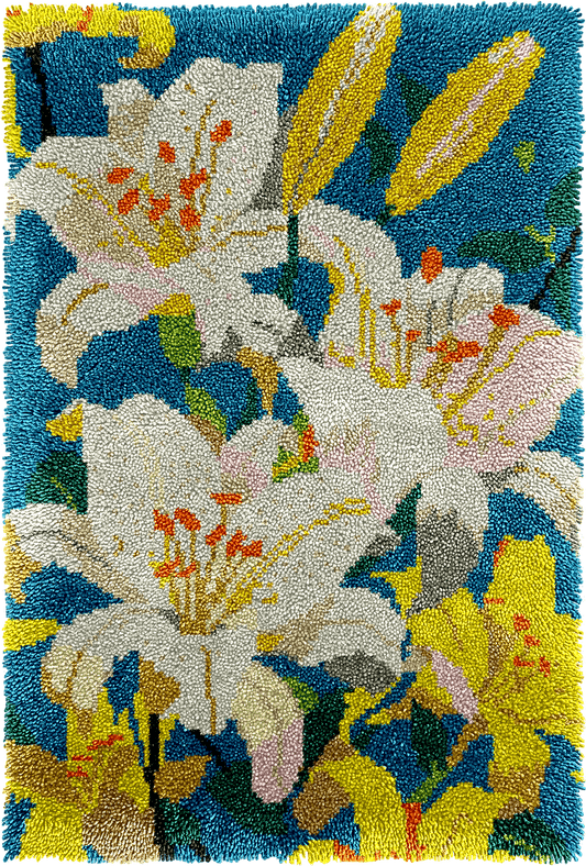 Latch Hook Rug Making Kit - Lavish Lillies Design - 102x69cm