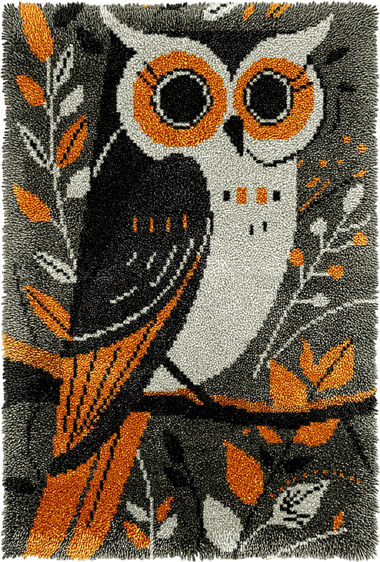 Latch Hook Rug Making Kit - Retro Hooting Owl - 102x69cm