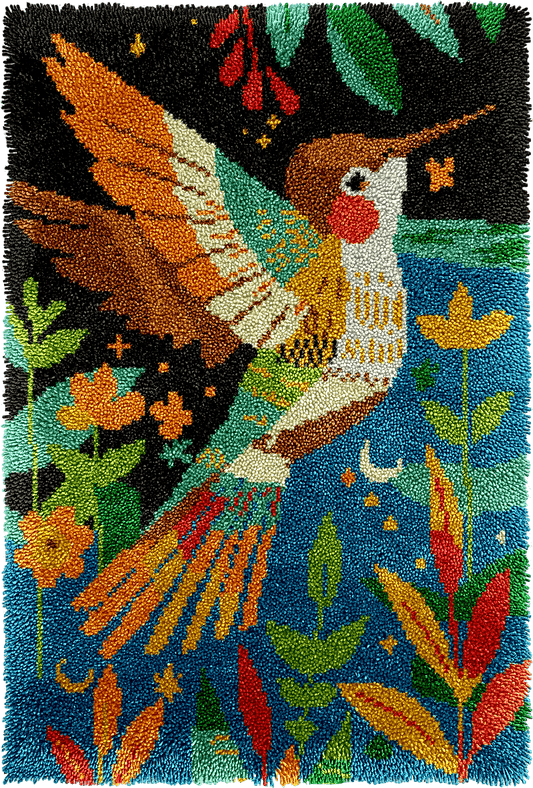 Latch Hook Rug Making Kit - Retro Humming Bird - 102x69cm