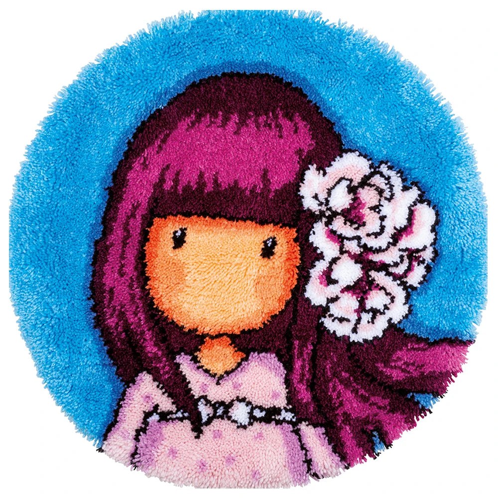 Latch Hook Rug Making Kit - Round Purple Haired Girl