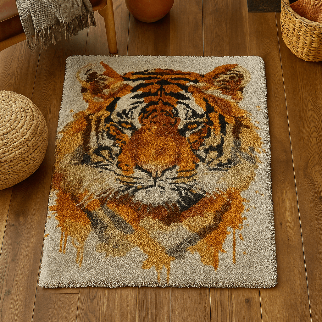 Latch Hook Rug Making Kit - Striped Tiger - 102x69cm