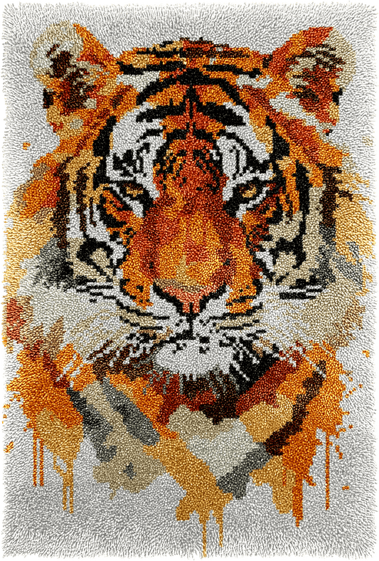 Latch Hook Rug Making Kit - Striped Tiger - 102x69cm