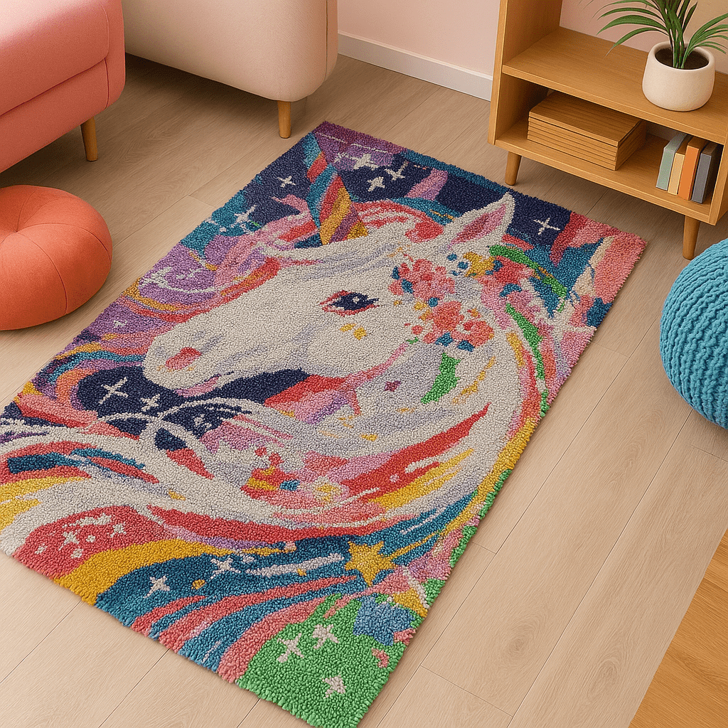 Latch Hook Rug Making Kit - Unicorn Sparkle Design - 102x69cm