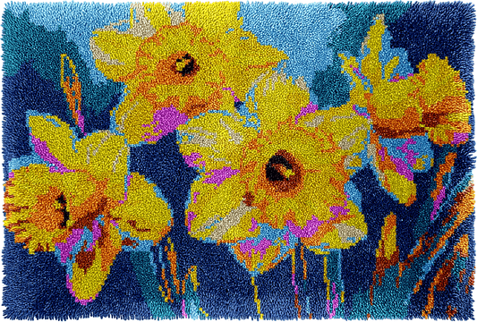 Latch Hook Rug Making Kit - Yellow Daffodils - 102x69cm