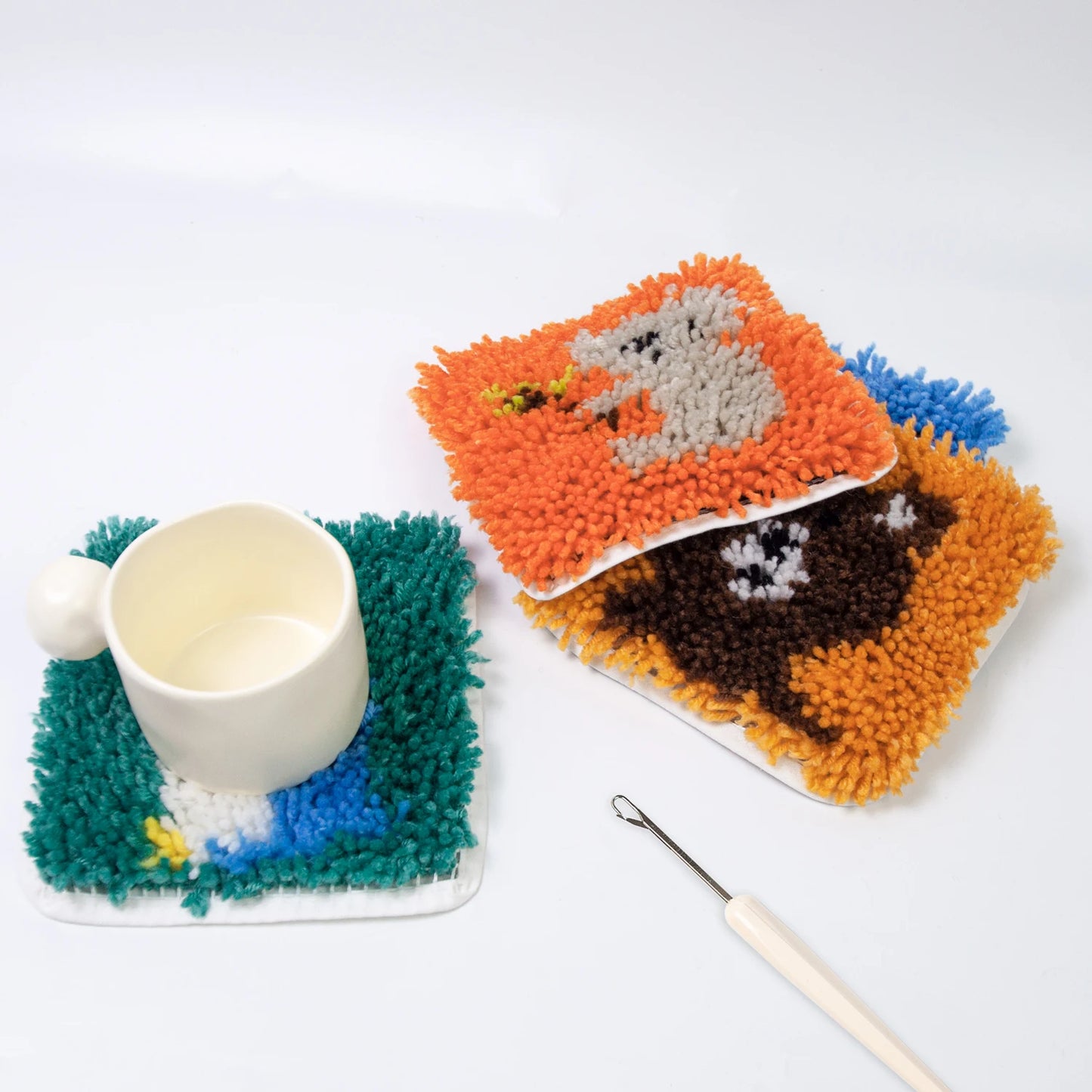 Mini Latch Hook Coaster Kits - Blue Penguin