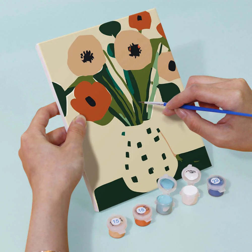 Paint & Sip Party Pack - Paint By Numbers 6pc Set - 15cm x 20cm - Art Deco Modern Bloom