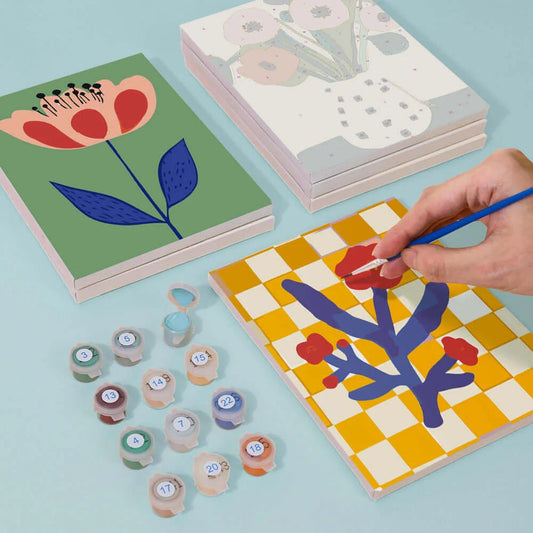 Paint & Sip Party Pack - Paint By Numbers 6pc Set - 15cm x 20cm - Art Deco Modern Bloom