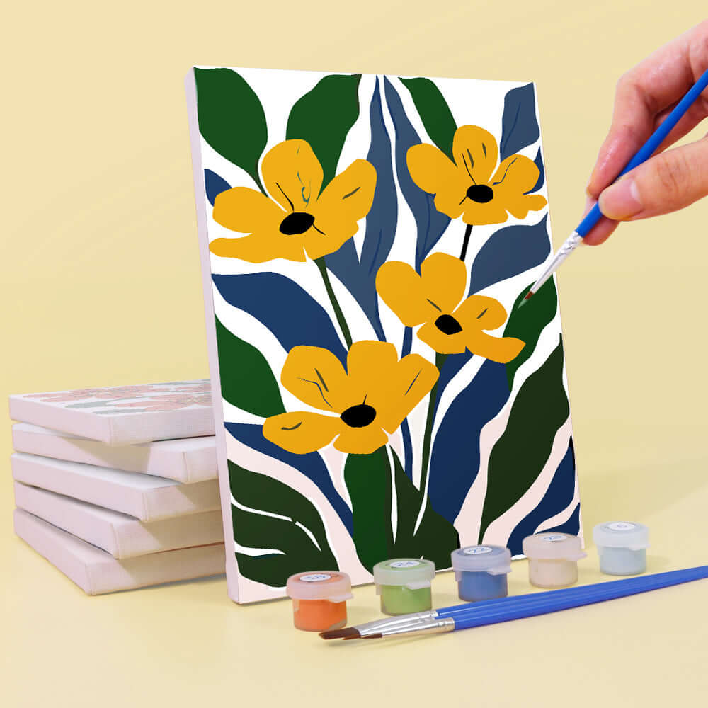 Paint & Sip Party Pack - Paint By Numbers 6pc Set - 15cm x 20cm - Spring Boho Fun