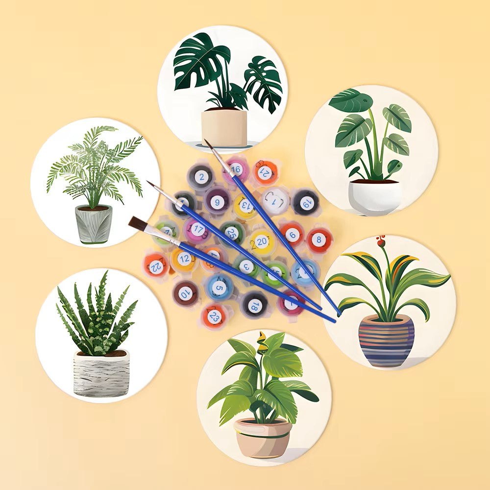 Paint & Sip Party Pack Paint By Numbers Coaster Pack - Plant Perfect