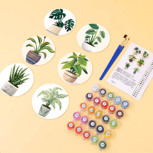 Paint & Sip Party Pack Paint By Numbers Coaster Pack - Plant Perfect