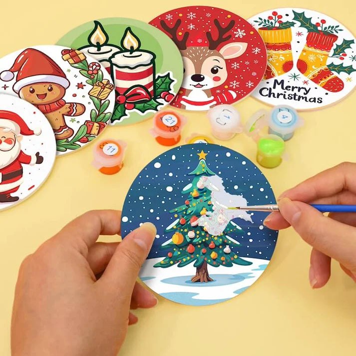 Paint & Sip Party Pack Paint By Numbers Coaster Pack - Christmas Cheer