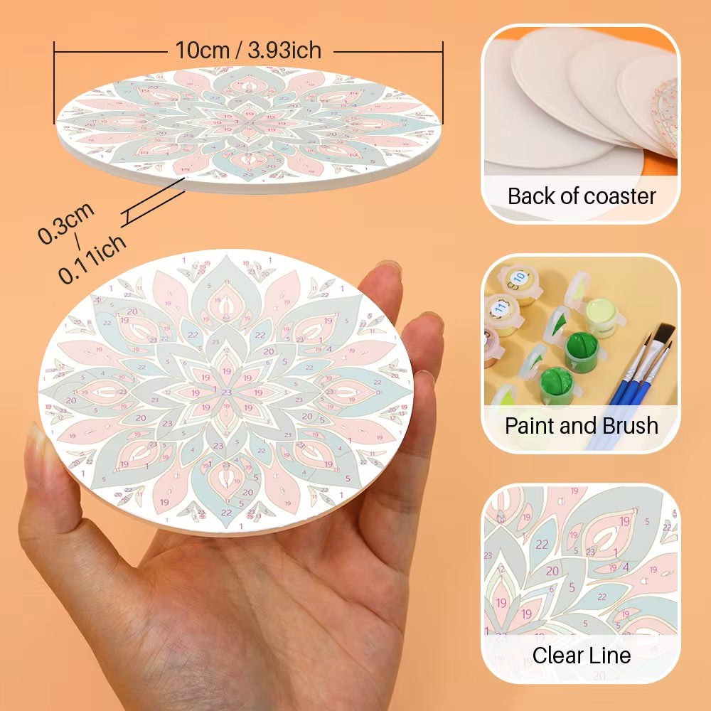 Paint & Sip Party Pack Paint By Numbers Coaster Pack - Magic Mandalas