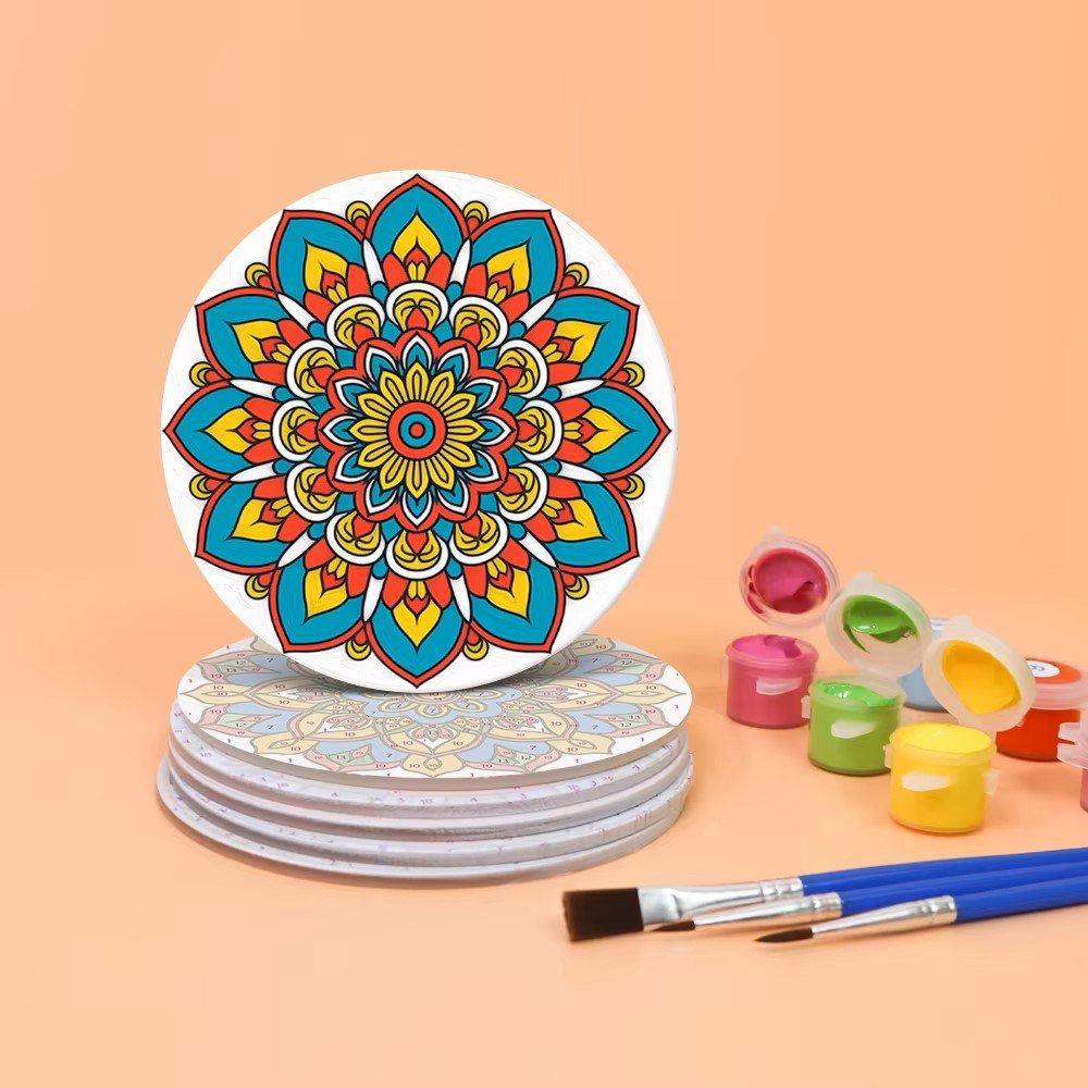 Paint & Sip Party Pack Paint By Numbers Coaster Pack - Magic Mandalas