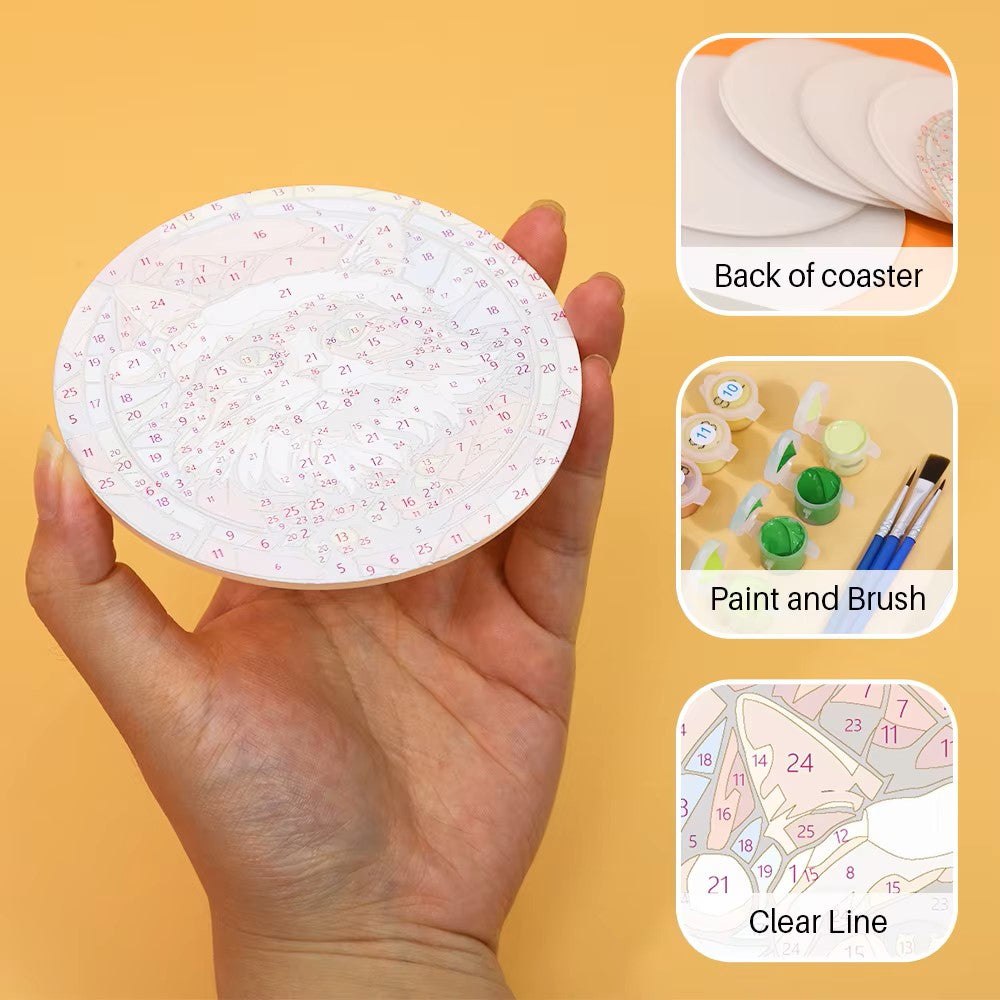 Paint & Sip Party Pack Paint By Numbers Coaster Pack - Retro Autumn Leaves