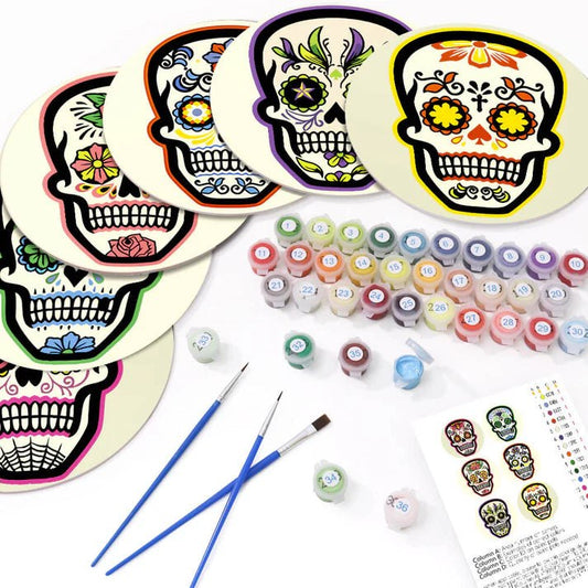 Paint & Sip Party Pack Paint By Numbers Placemat Pack - Sugar Skulls