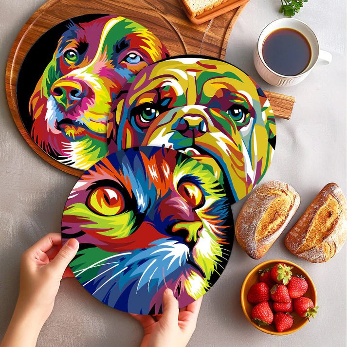 Paint & Sip Party Pack Paint By Numbers Placemat Pack - Beautiful Beasts