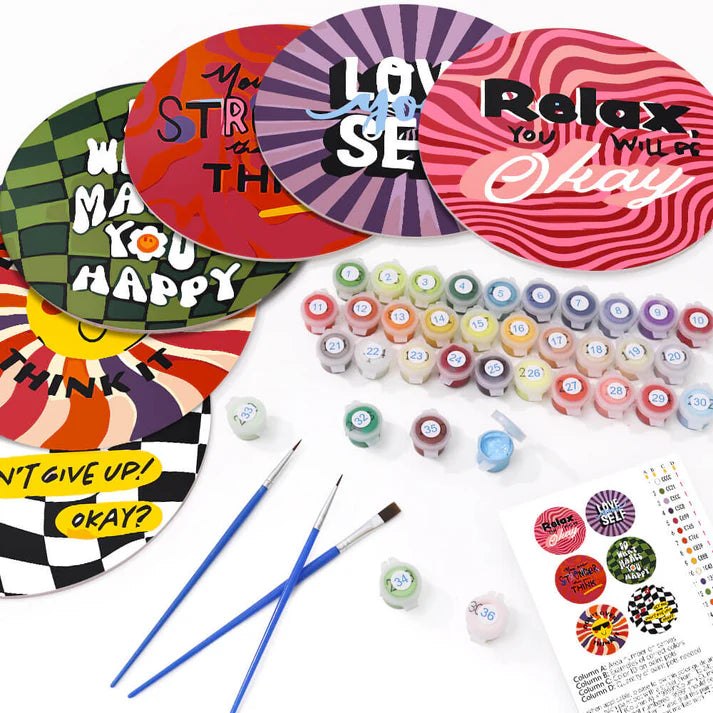 Paint & Sip Party Pack Paint By Numbers Placemat Pack - Self Love Therapy