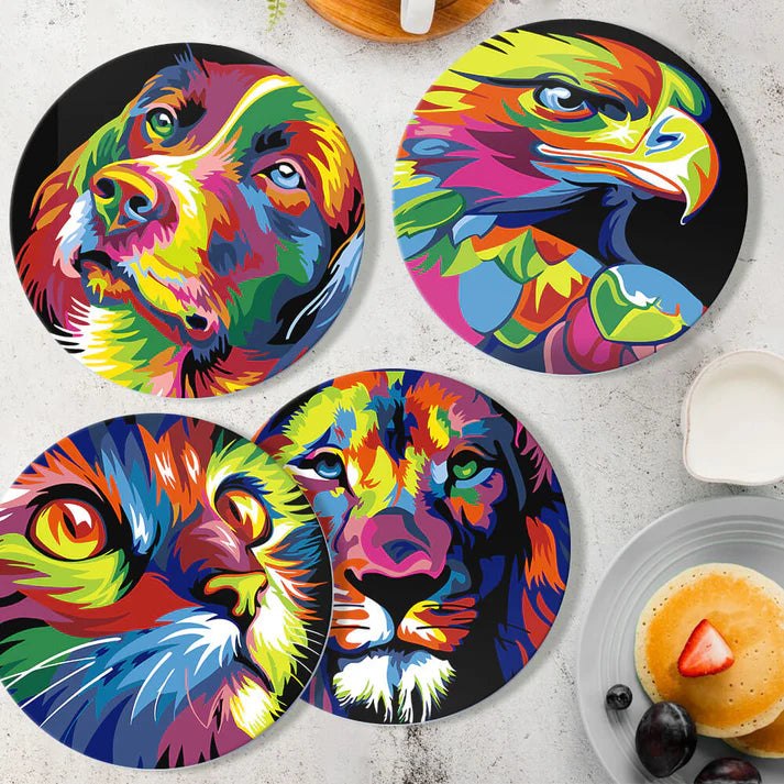 Paint & Sip Party Pack Paint By Numbers Placemat Pack - Beautiful Beasts