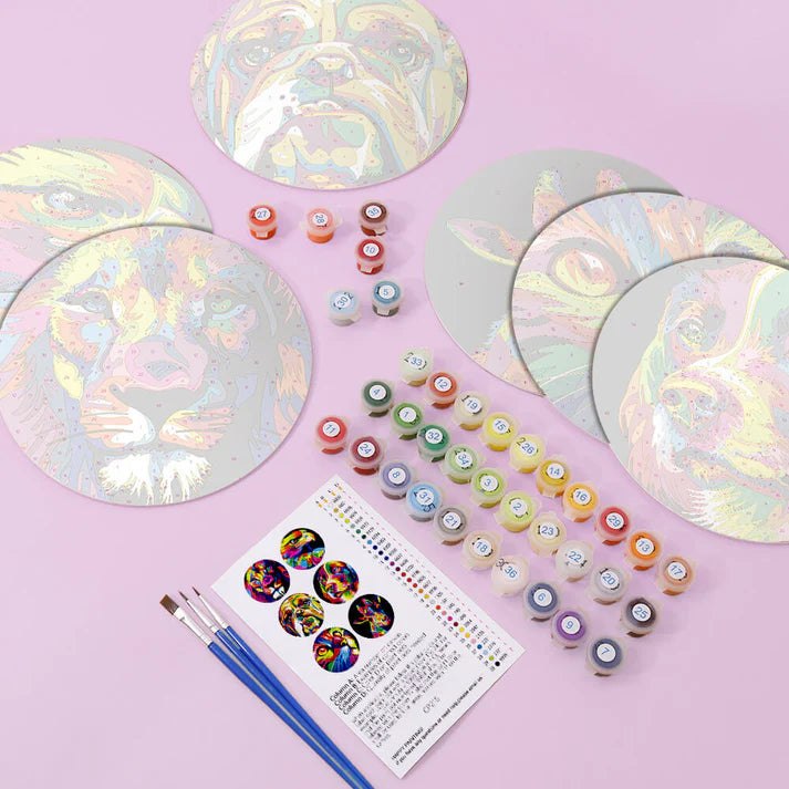 Paint & Sip Party Pack Paint By Numbers Placemat Pack - Beautiful Beasts