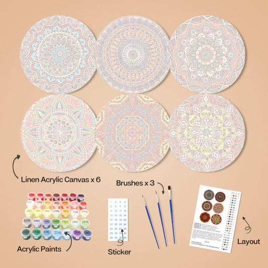Paint & Sip Party Pack Paint By Numbers Placemat Pack - Mega Mandalas