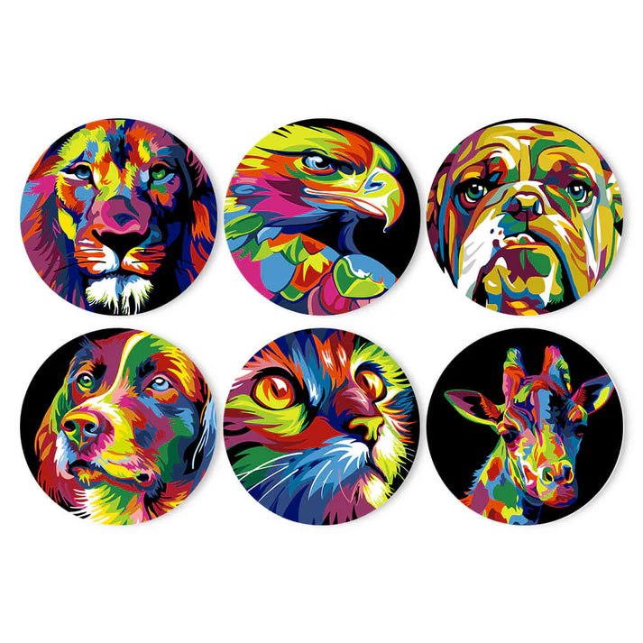 Paint & Sip Party Pack Paint By Numbers Placemat Pack - Beautiful Beasts