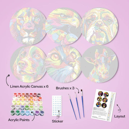 Paint & Sip Party Pack Paint By Numbers Placemat Pack - Beautiful Beasts