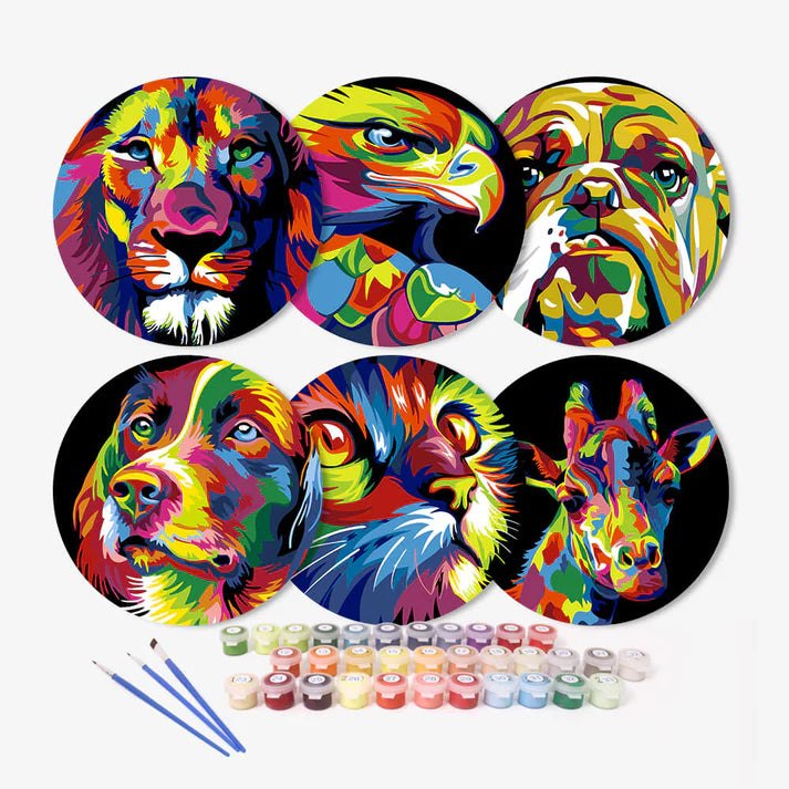 Paint & Sip Party Pack Paint By Numbers Placemat Pack - Beautiful Beasts