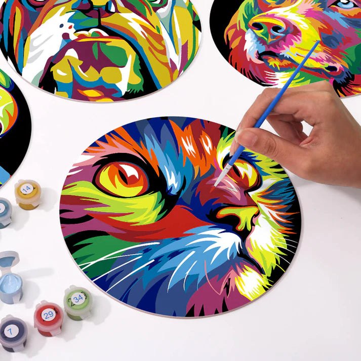 Paint & Sip Party Pack Paint By Numbers Placemat Pack - Beautiful Beasts