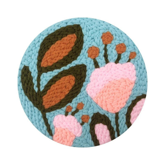 Punch Needle Kit - Boho Pink Flowers - Colorful Needlework Set