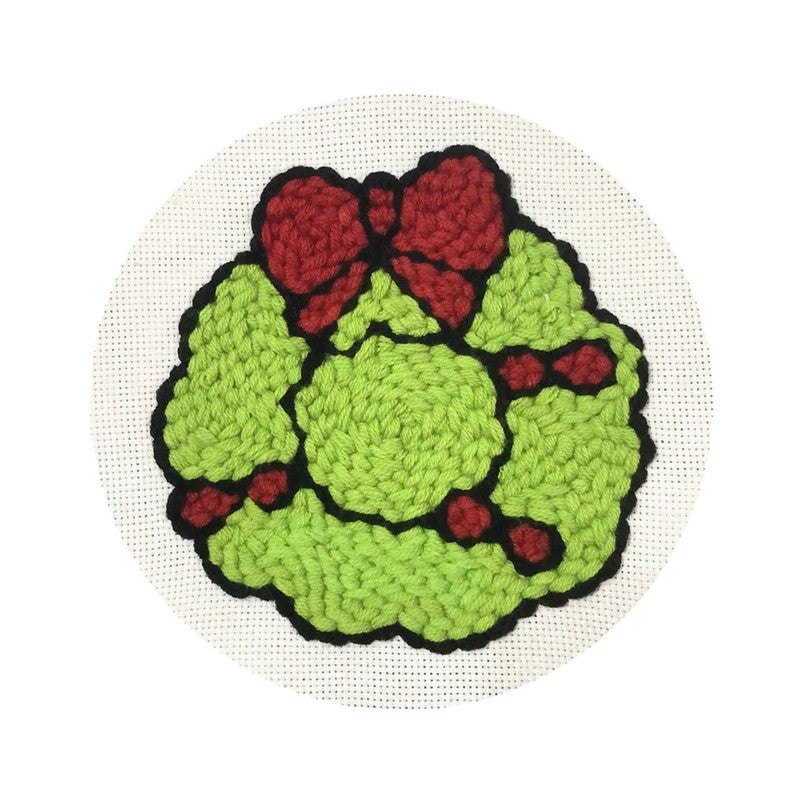 Punch Needle Kit - Christmas Wreath - Festive Needlework Set