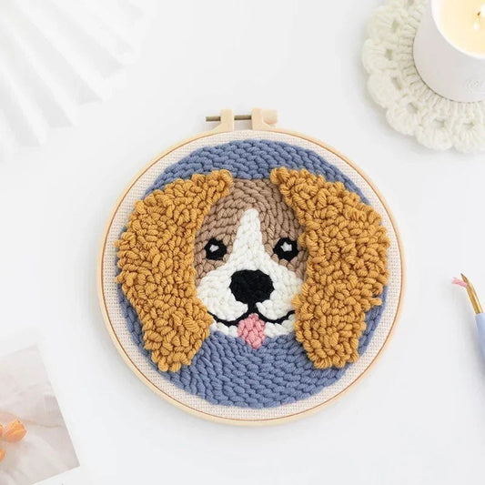Punch Needle Kit - Fluffy Ear Dog - Needlework Craft Set