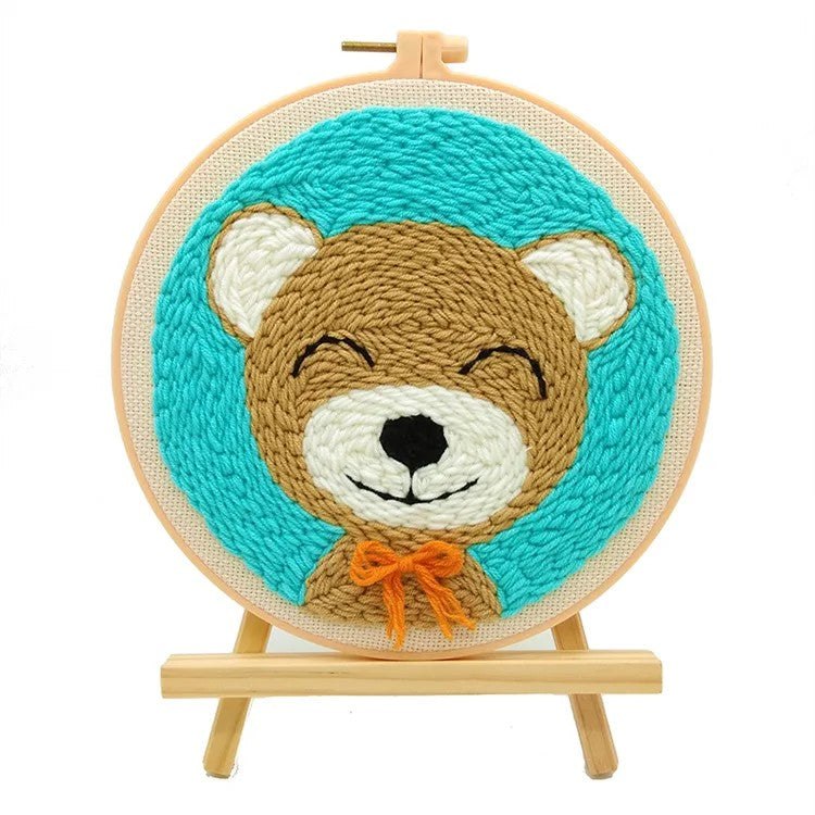 Punch Needle Kit - Happy Bear - Cheerful Needlework Set