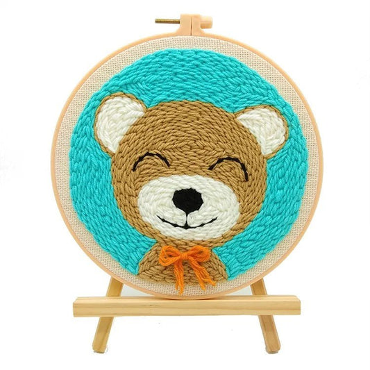 Punch Needle Kit - Happy Bear - Cheerful Needlework Set