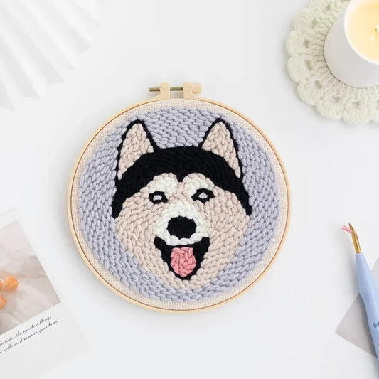 Punch Needle Kit - Husky Dog - Fun Needlework Set