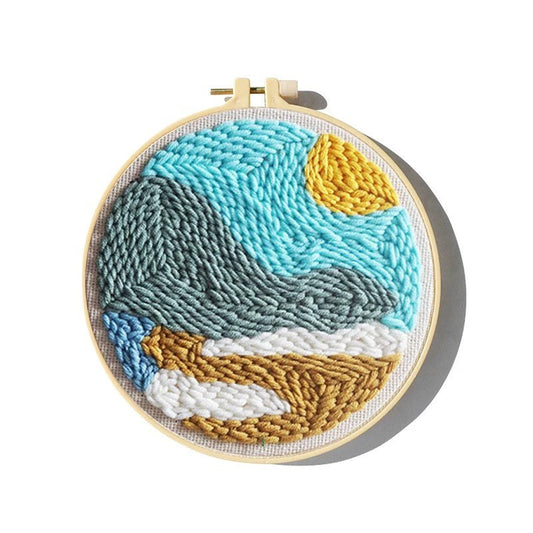 Punch Needle Kit - Ocean Beach - Relaxing Needlework Set