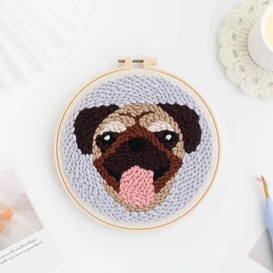 Punch Needle Kit - Perfect Pug - Adorable Needlework Set