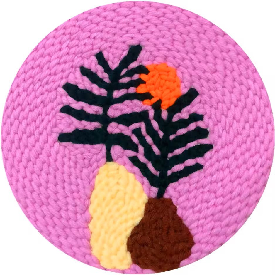 Punch Needle Kit - Pink Boho Vase - Needlework Embroidery Set