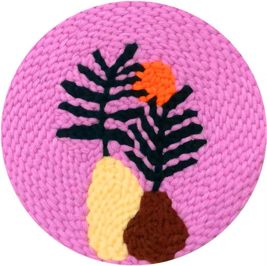 Punch Needle Kit - Pink Boho Vase - Needlework Embroidery Set