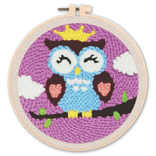 Punch Needle Kit - Princess Owl - Whimsical Needlework Set