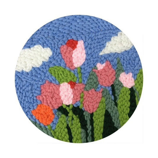 Punch Needle Kit - Tulip Field - Colorful Needlework Set