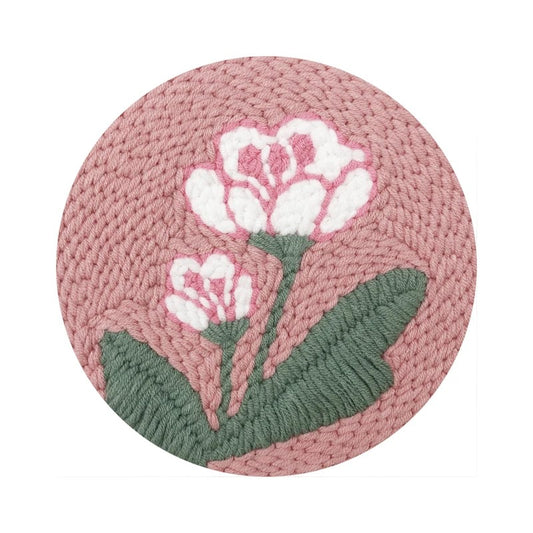 Punch Needle Kit - White Flowers - Delicate Needlework Set