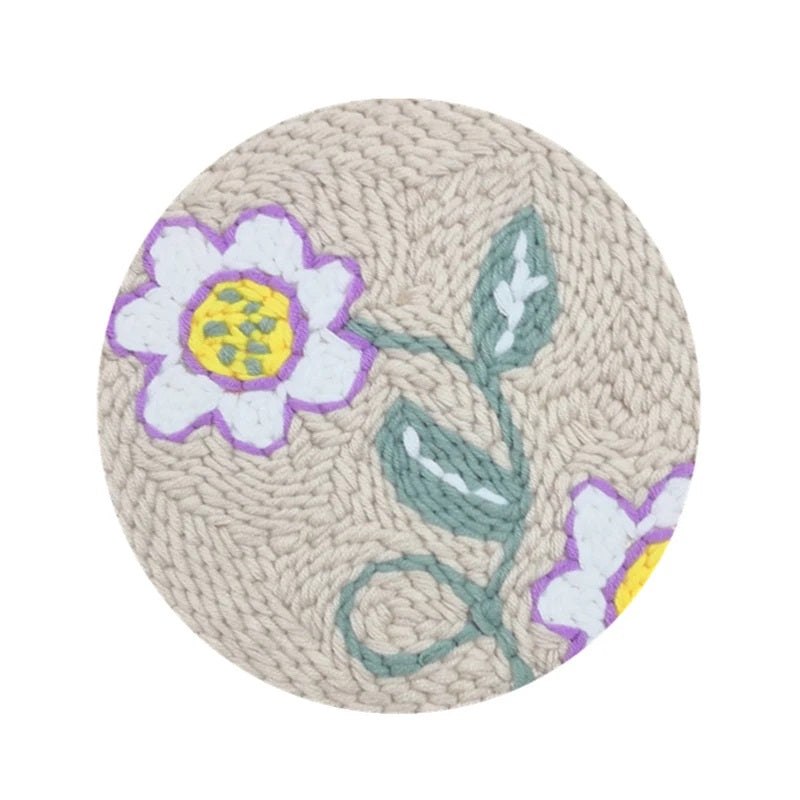 Punch Needle Kit - White Sunflower - Needlework Project Kit