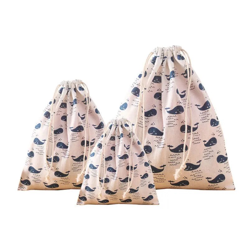 Reusable Christmas Stocking Drawstring Bags Santa Sacks Gift Bag