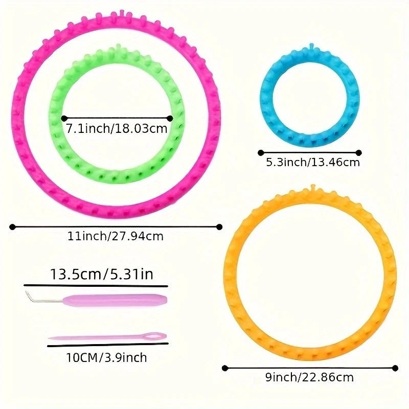 Round Scarf Knitting Loom Set - 4 Sizes