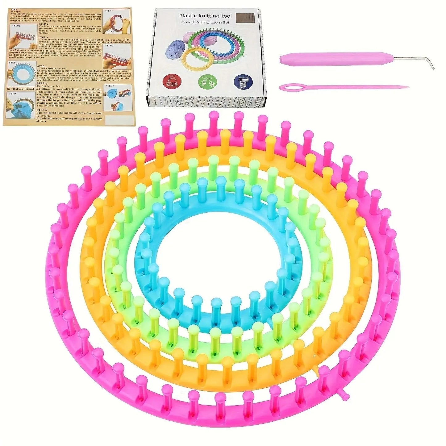 Round Scarf Knitting Loom Set - 4 Sizes