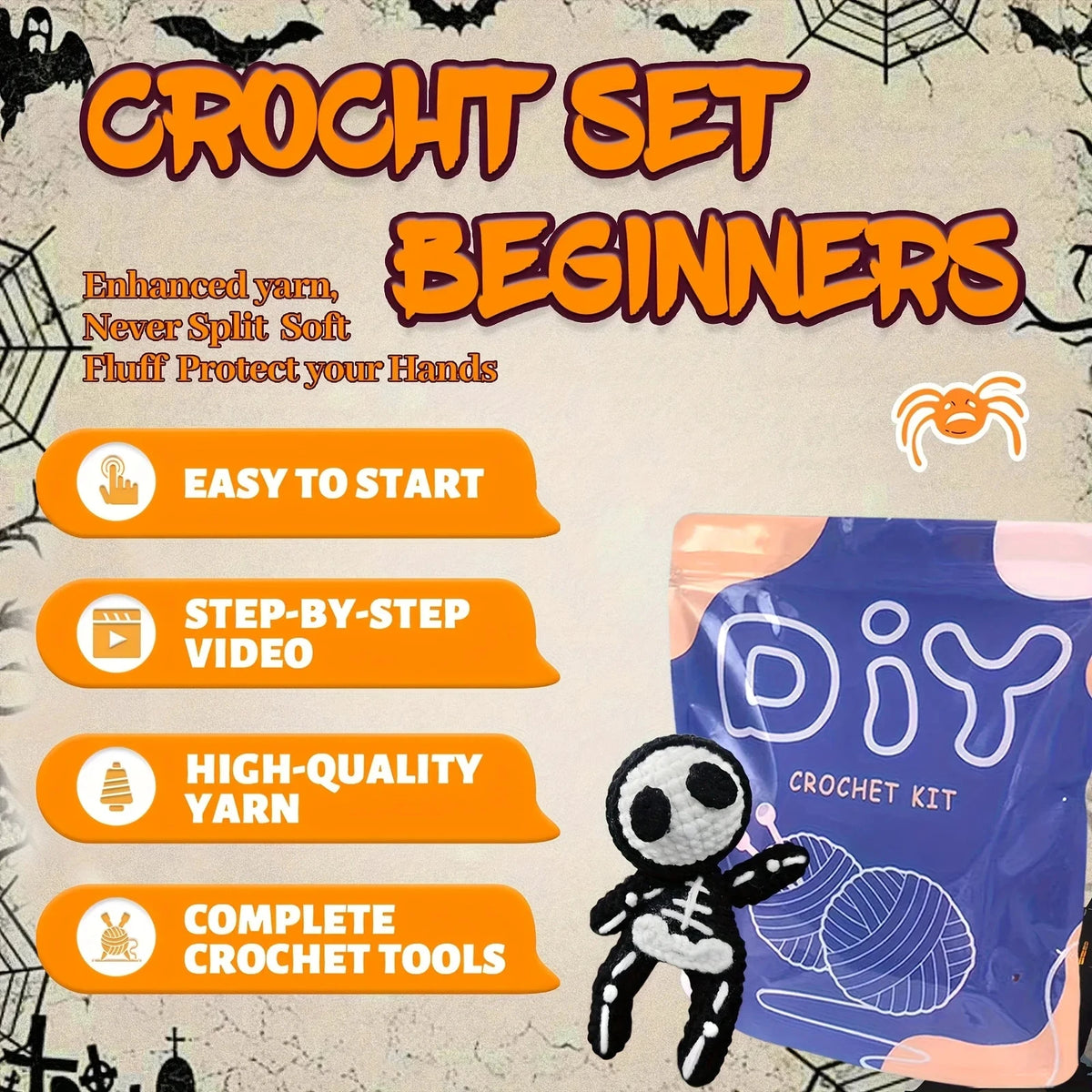 Small Halloween Skeleton Crochet Kit