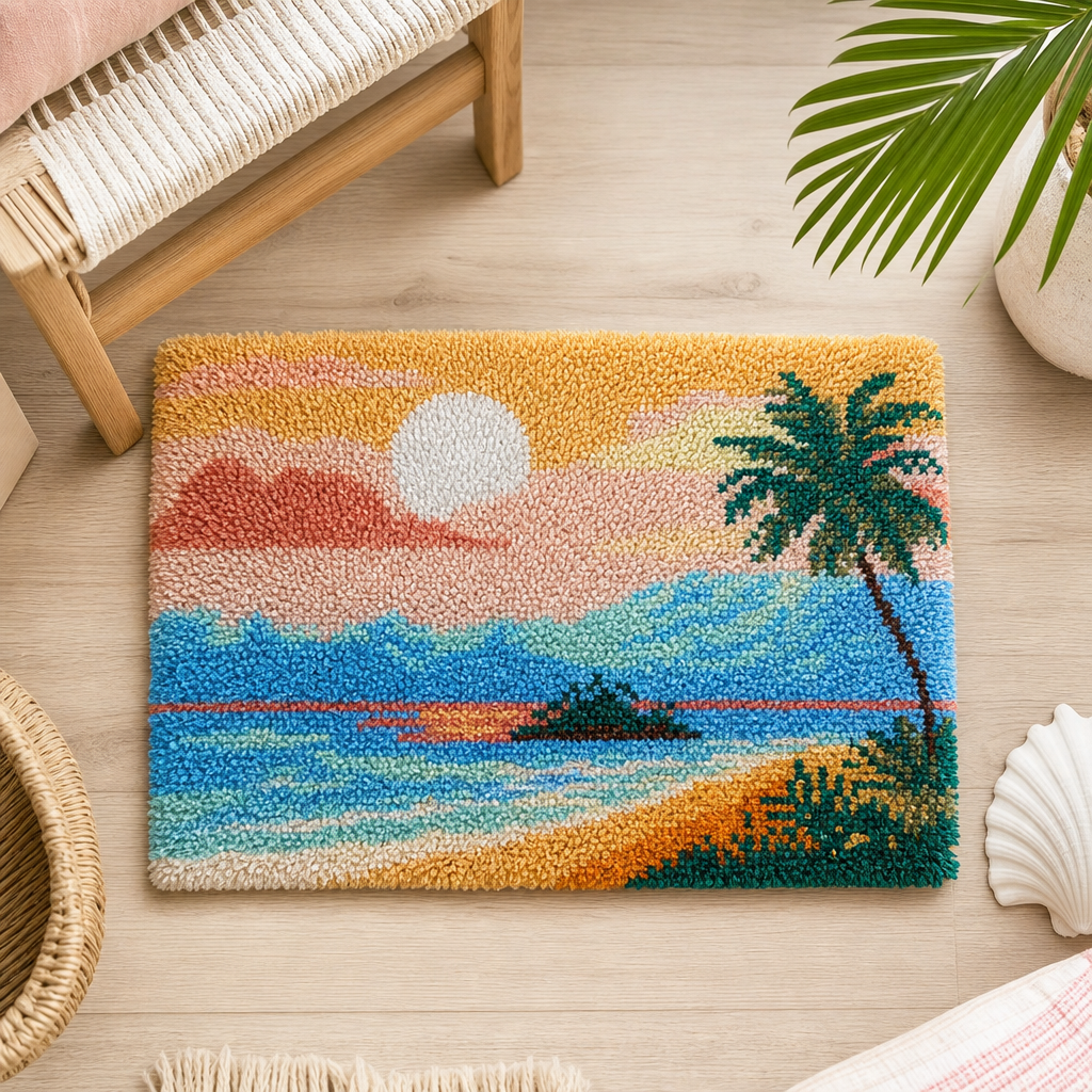 Latch Hook Rug Making Kit - Paradise Island Escape - 40x60cm