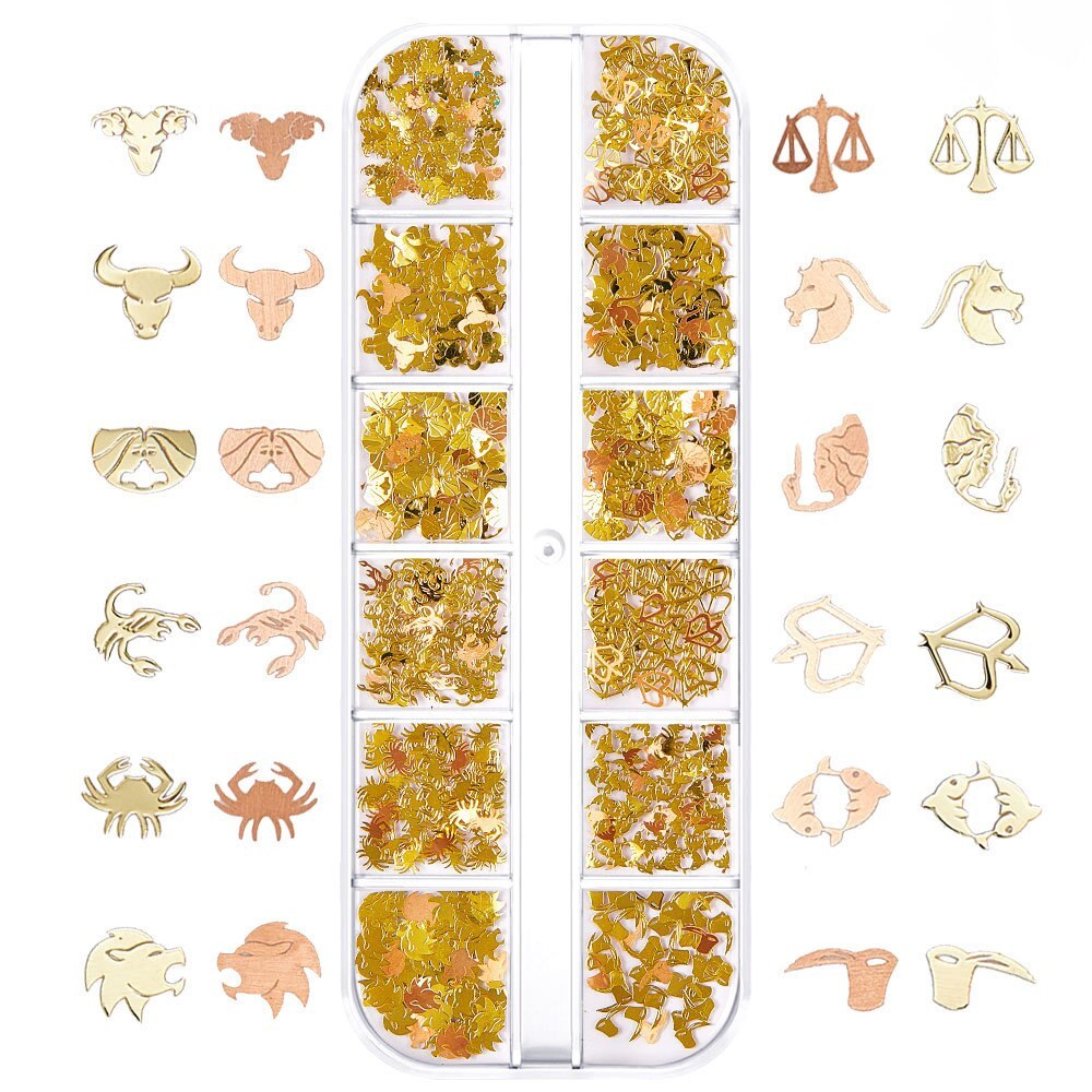 12 Grids/Box Zodiac Metallic Resin Filler